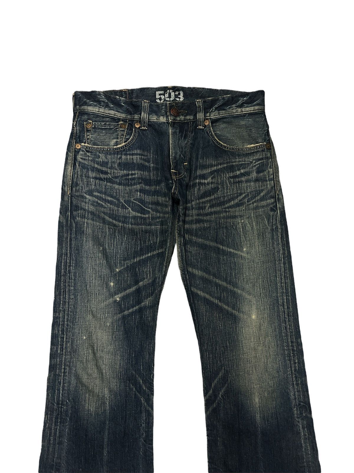 Edwin FLARED🔥EDWIN 503 BLUE TRIP DISTRESSED DENIM PANT Size US 32 / EU 48 - 4 Thumbnail