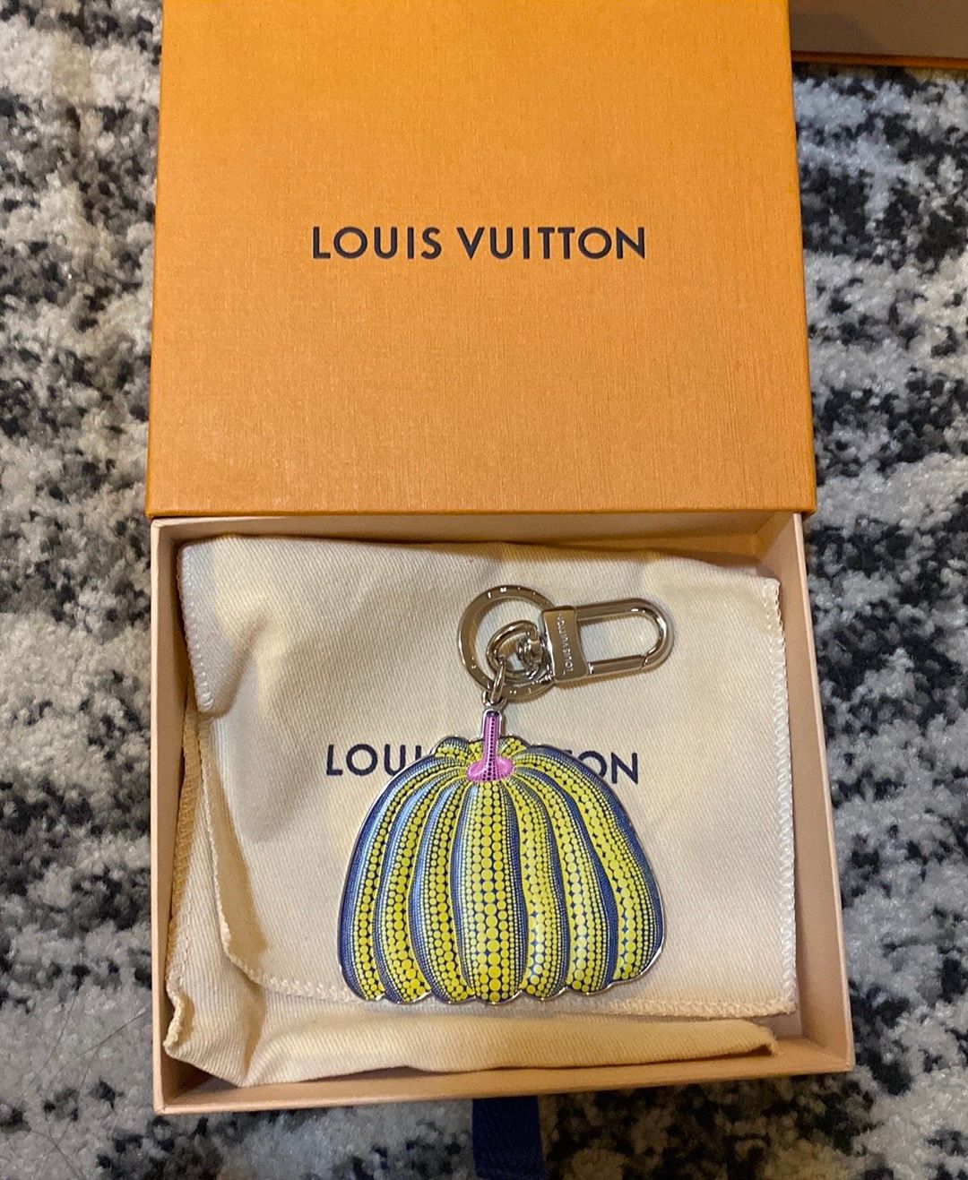 Louis Vuitton LV x YK Pumpkin Key Holder & Bag Charm Blue in