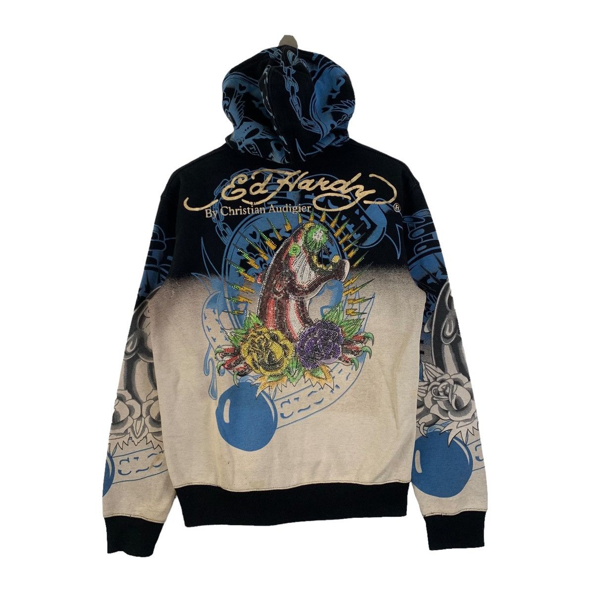 Ed Hardy Vintage ED HARDY By Christian Audigier Fullprint Hoodie Size US L / EU 52-54 / 3 - 2 Thumbnail