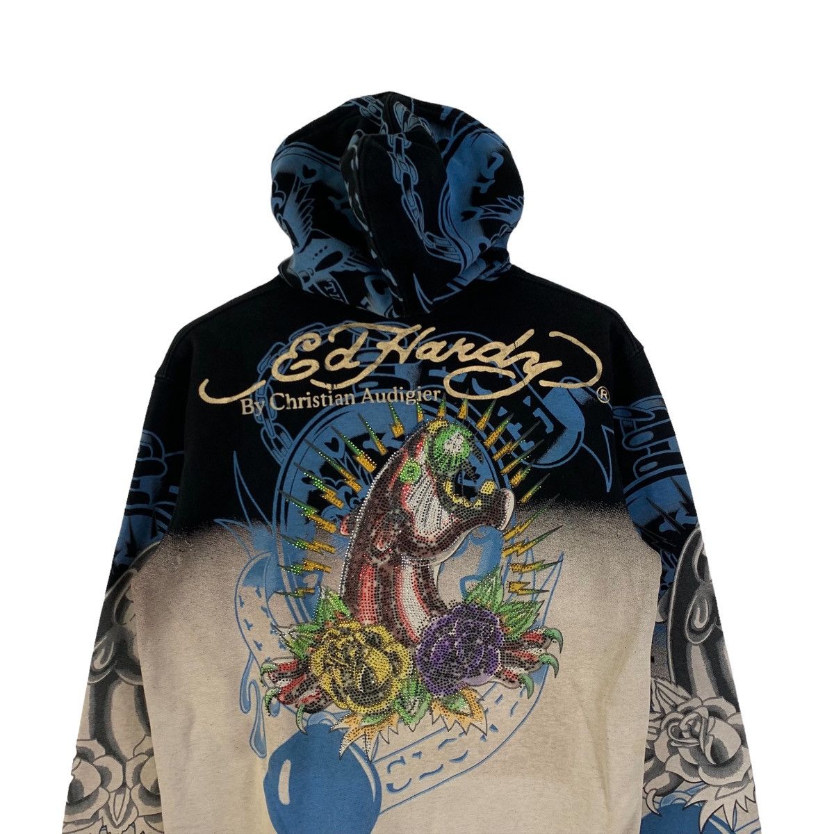 Ed Hardy Vintage ED HARDY By Christian Audigier Fullprint Hoodie Size US L / EU 52-54 / 3 - 6 Thumbnail