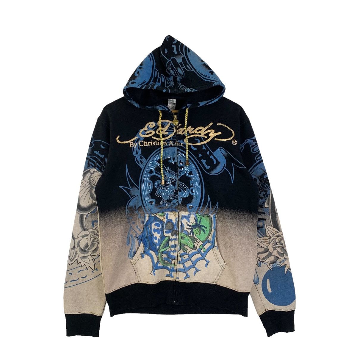 Ed Hardy Vintage ED HARDY By Christian Audigier Fullprint Hoodie Size US L / EU 52-54 / 3 - 1 Thumbnail