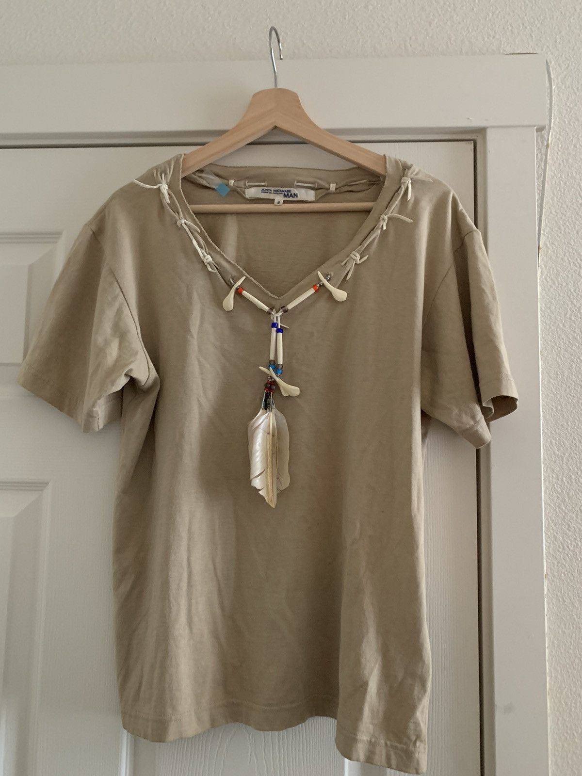 希少 JUNYA WATANABE coating feather Tシャツ Junya Watanabe Junya Watanabe MAN FW2003 Native Feather Shirt