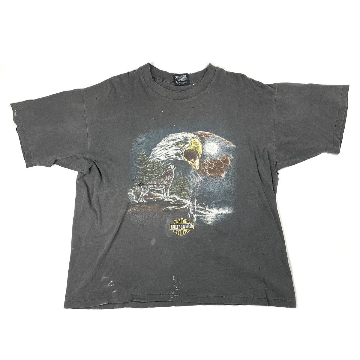 image of Harley Davidson Faded Eagle Single Stitch Tee in Black, Men's (Size XL)