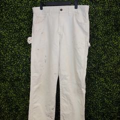 Dickies Distressed White Carpenter Painter Pants 38x34 Paint