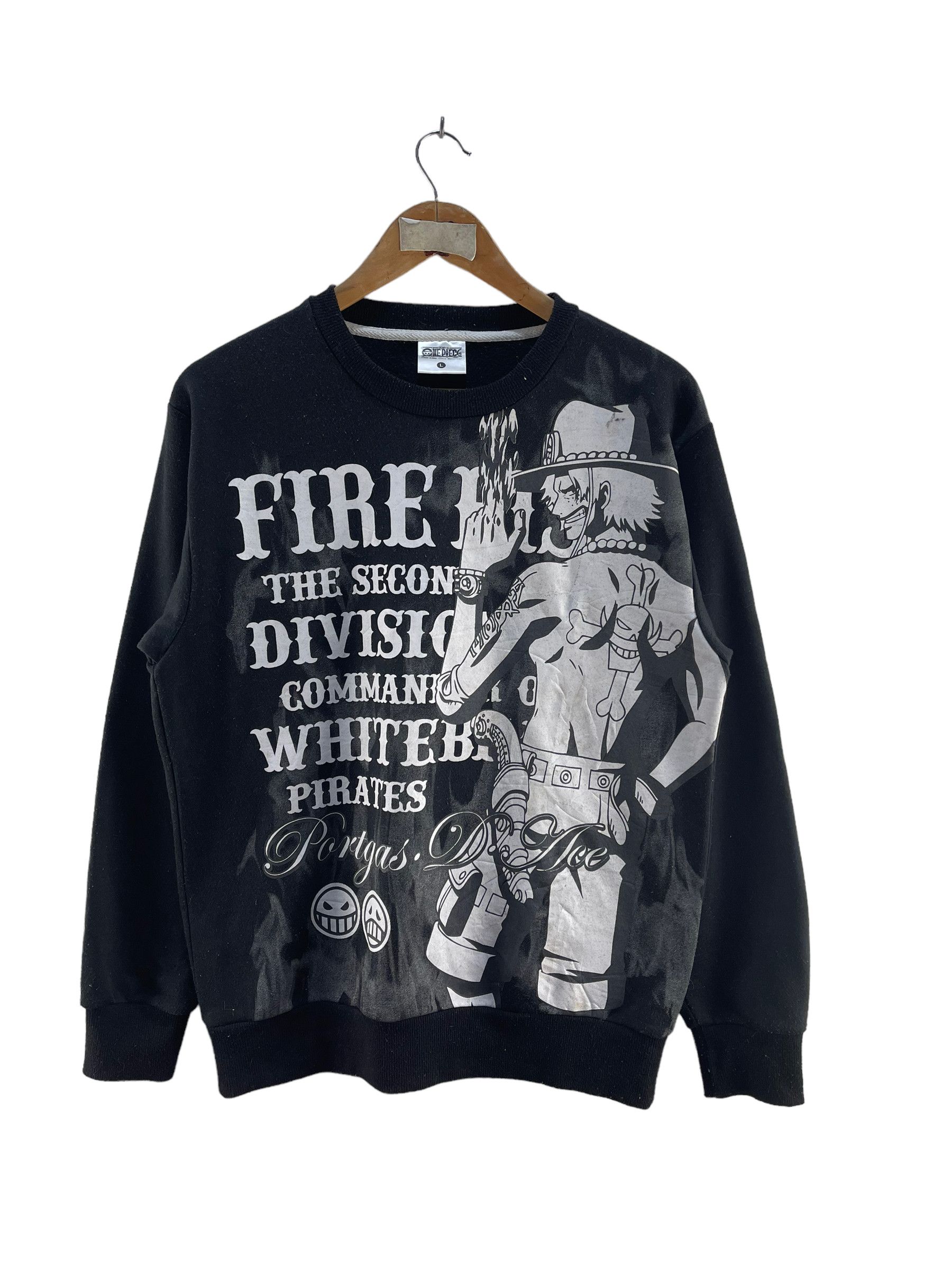 image of Cartoon Network x One Piece Fire First Portgas D.ace One Piece Sweatshirt in Black (Size Medium)