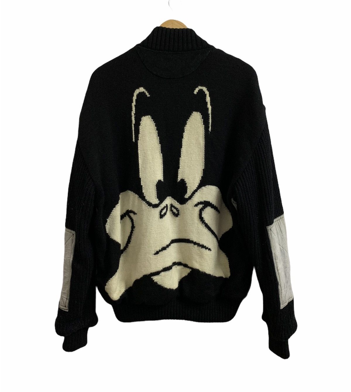 Pull Vintage Années 90 Castelbajac - Motif Daffy Duck Colorblock Rouge | Taille M, 100% Laine