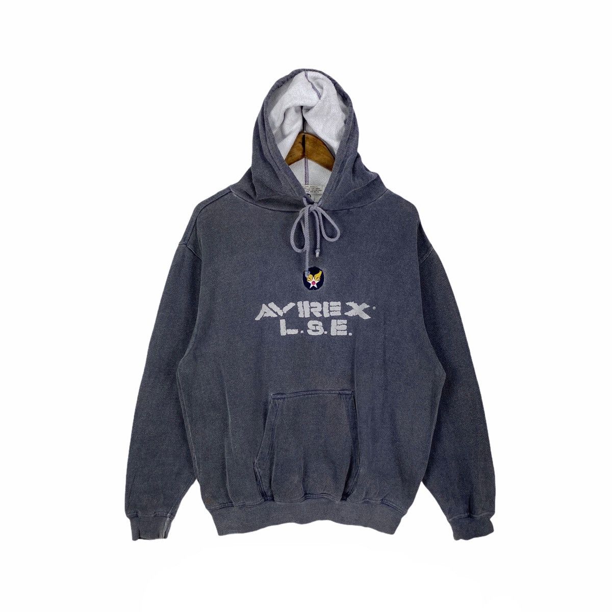 Avirex Vintage 90s Avirex Stonewash Hoodie Pullover Sweater Size US M / EU 48-50 / 2 - 1 Thumbnail