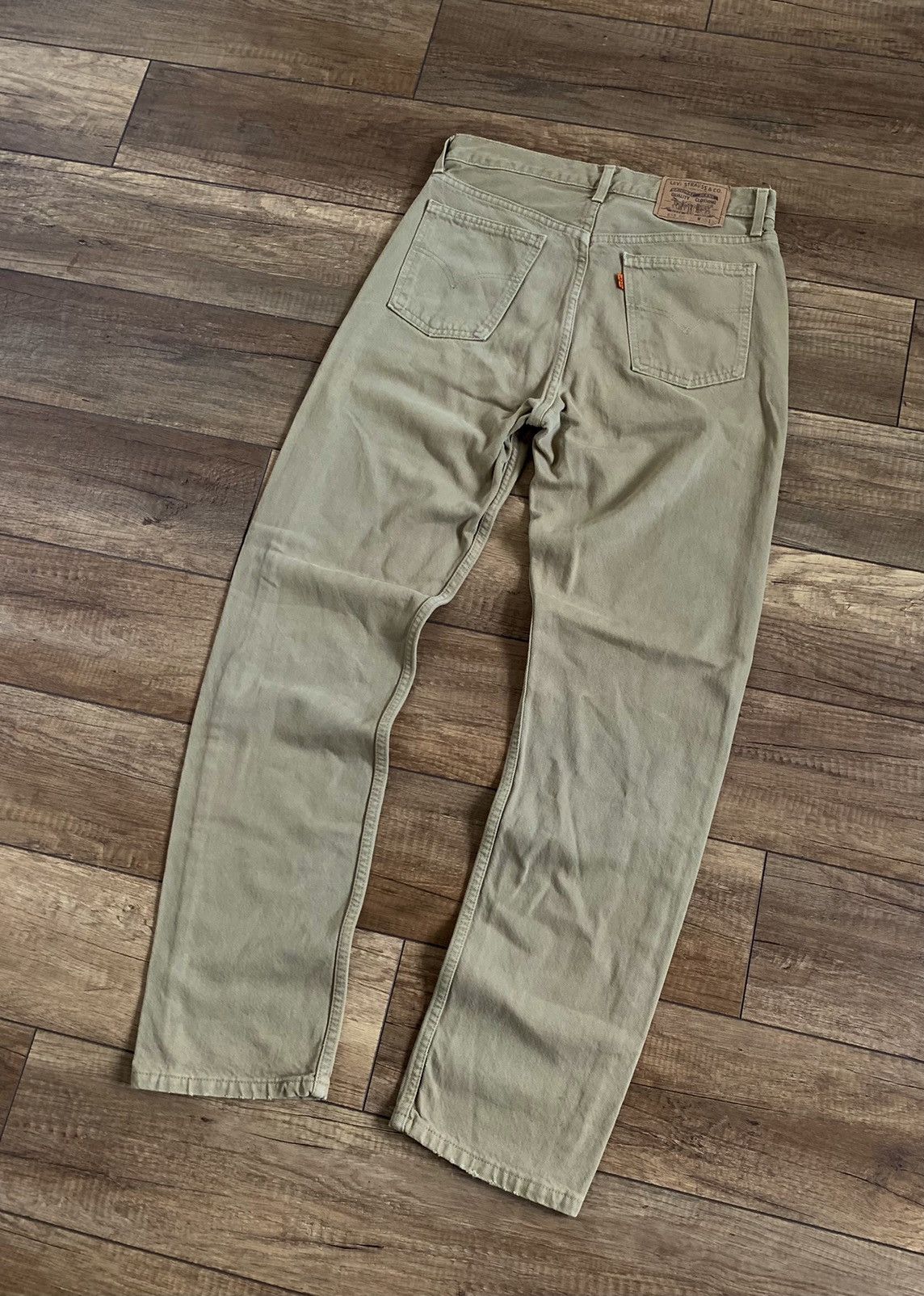 Vintage Levi's 615 Orange Tab Beige Brown Denim Pants Jeans