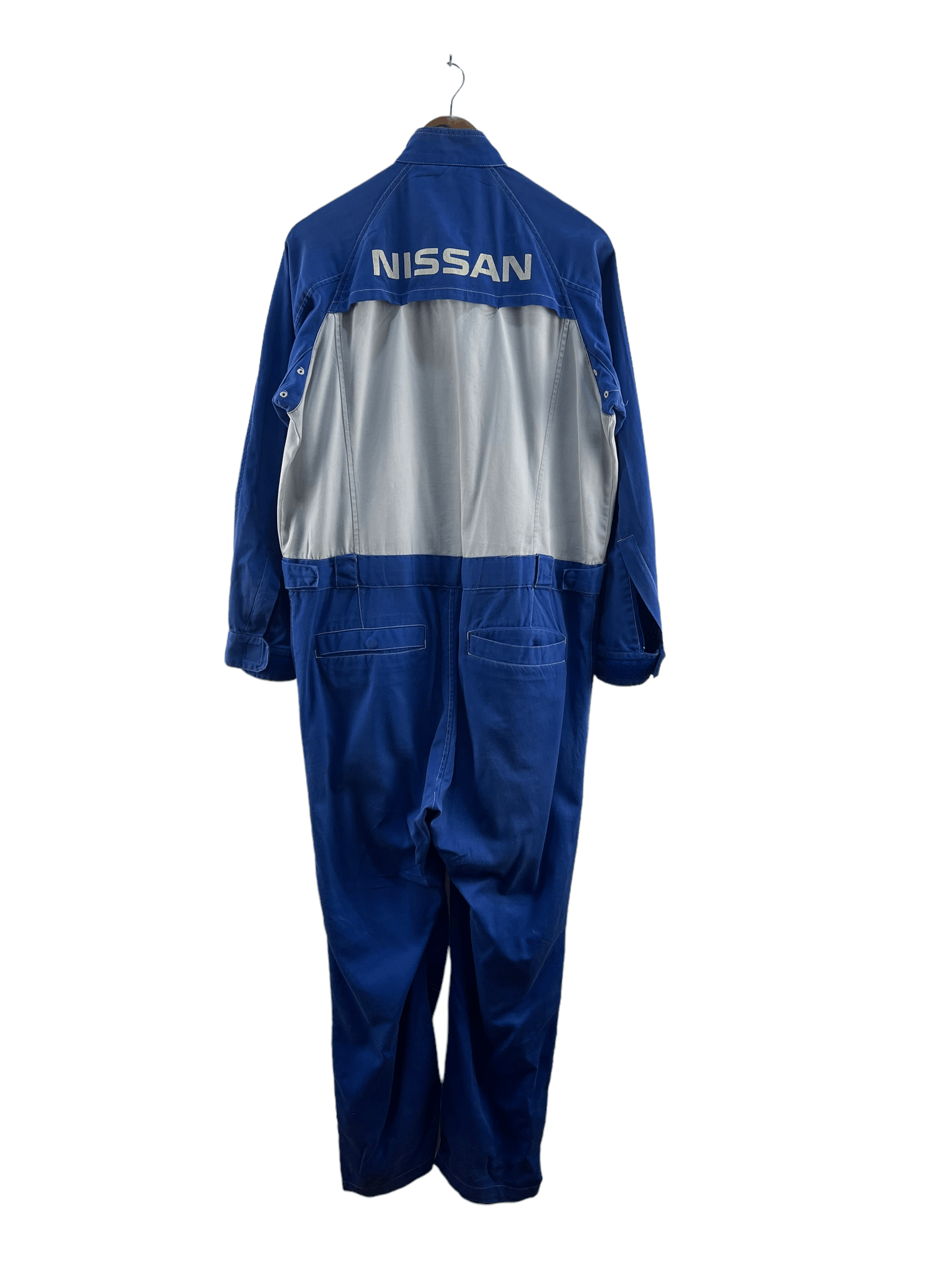 image of Racing Vintage Nissan Overall Jumpsuits in Blue/White, Men's (Size 36)