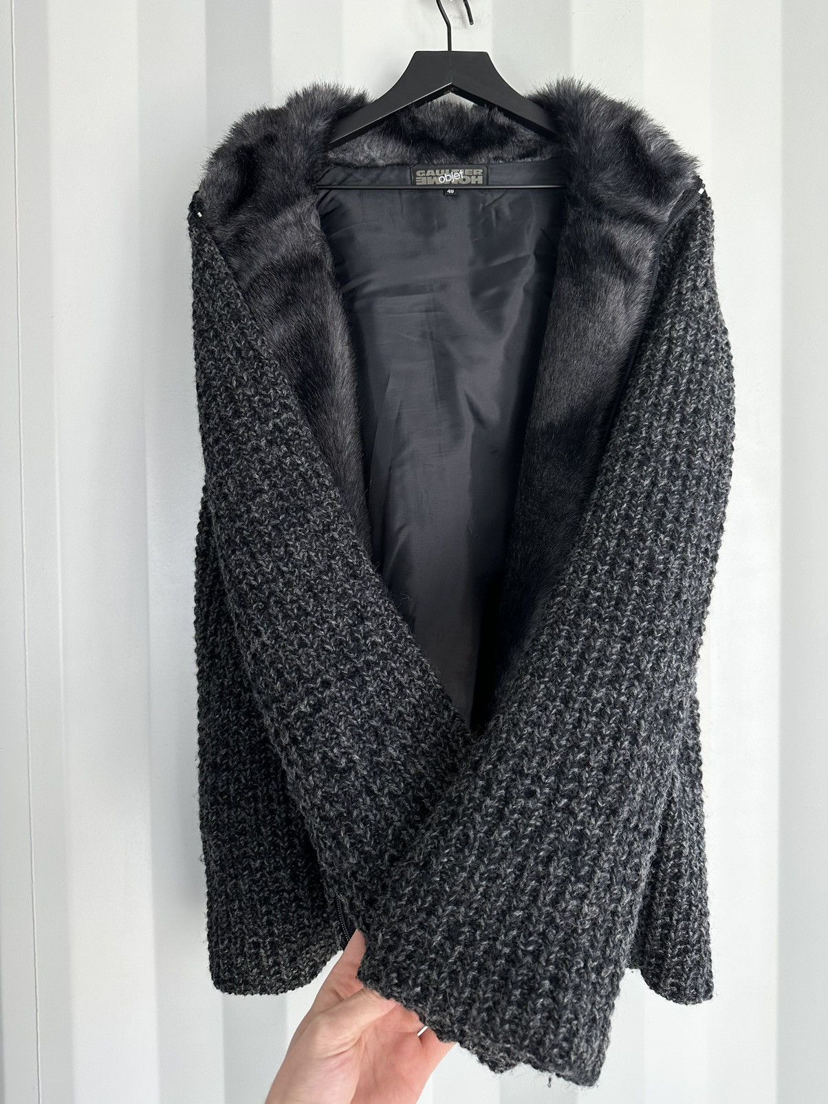 Jean Paul Gaultier Fur Collar Zip Knit Size US M / EU 48-50 / 2 - 2 Thumbnail