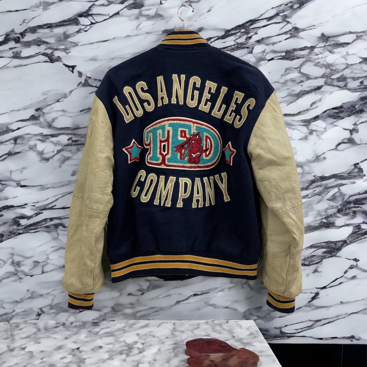 Tedman × Vintage Vintage Ted Company Devil Varsity Leather Jacket Size US M / EU 48-50 / 2 - 2 Thumbnail