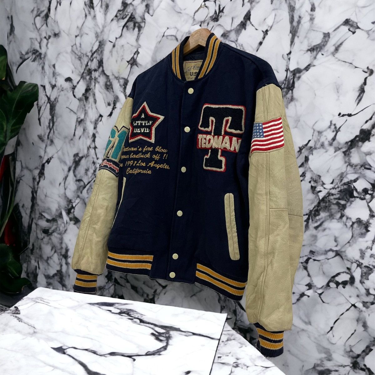 Tedman × Vintage Vintage Ted Company Devil Varsity Leather Jacket Size US M / EU 48-50 / 2 - 3 Thumbnail