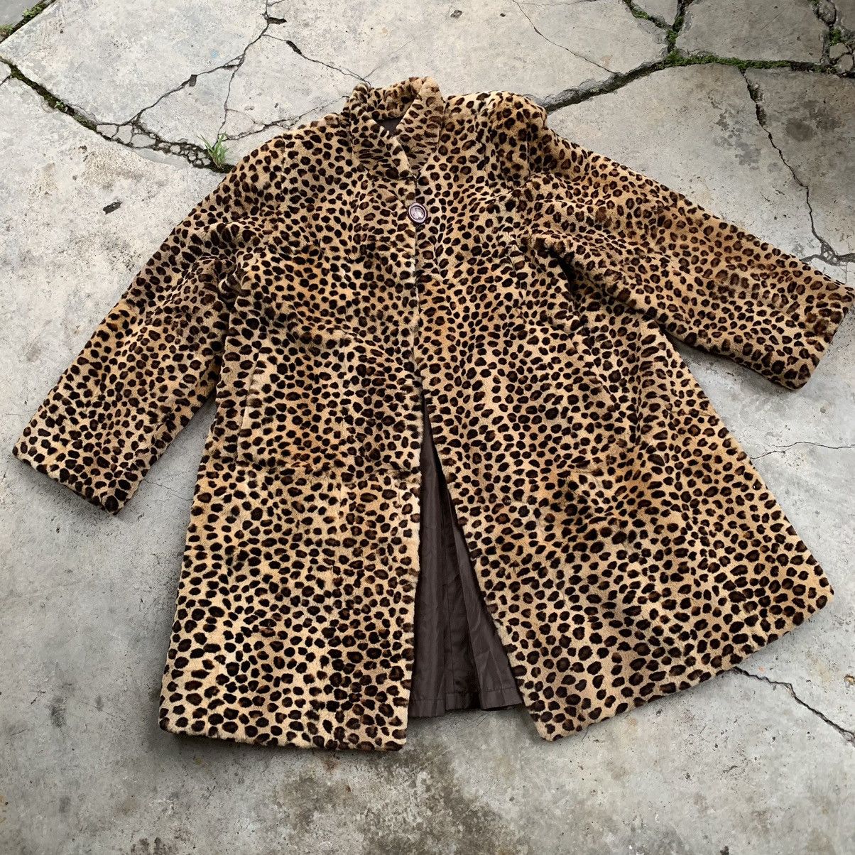 Japanese Brand Cheetah leopard faux fur long coat Size L / US 10 / IT 46 - 1 Thumbnail
