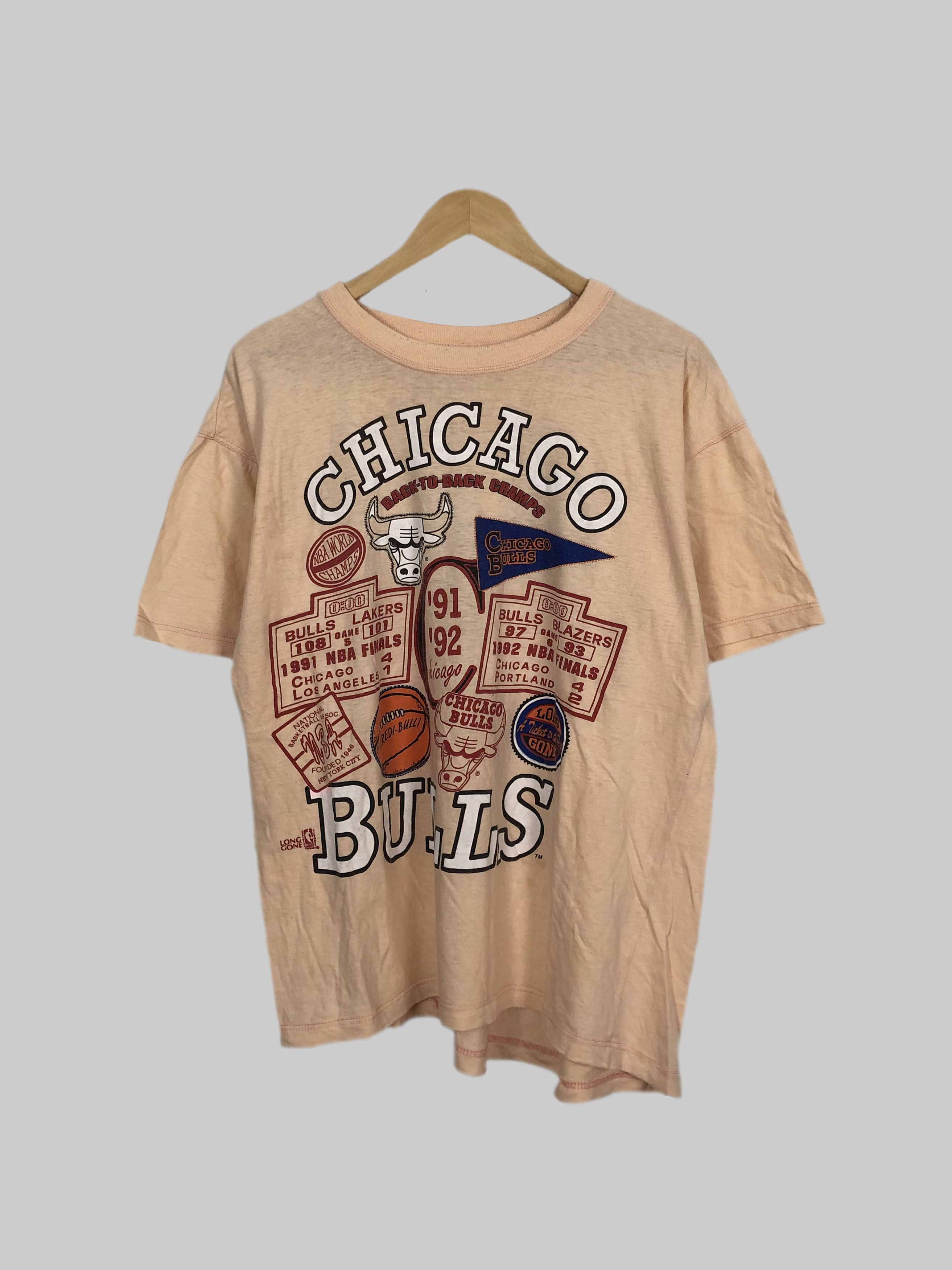image of Vintage 90's Chicago Bulls (Michael Jordan Dennis Rodman) in Peach, Men's (Size XL)