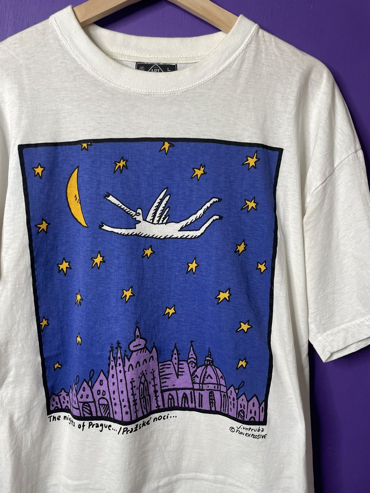Vintage the nights of Prague colorful art t-shirt