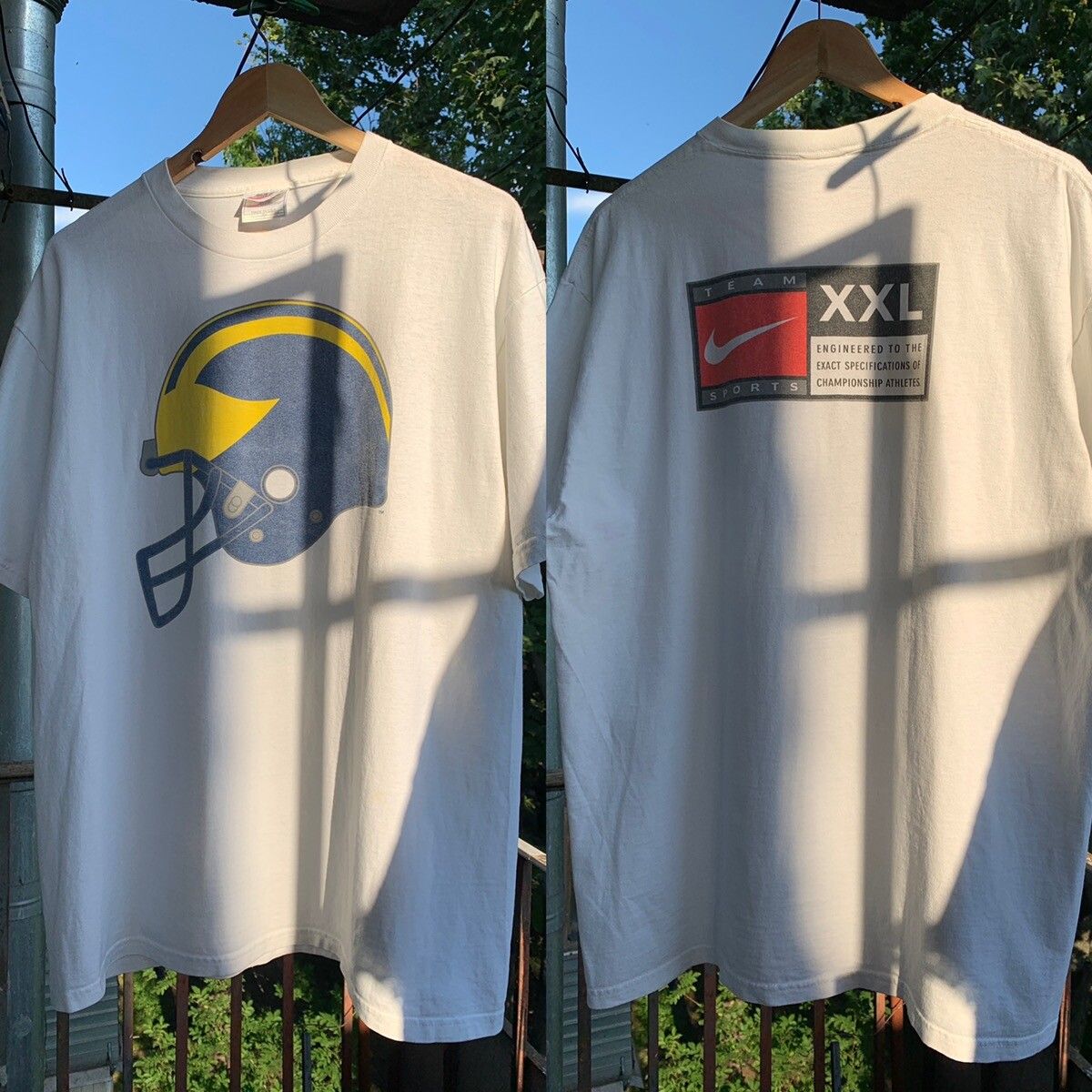Pre-owned Nfl X Nike 90's Vintage Nike Team Sports Helmet Logo Made In Usa Shirt In White