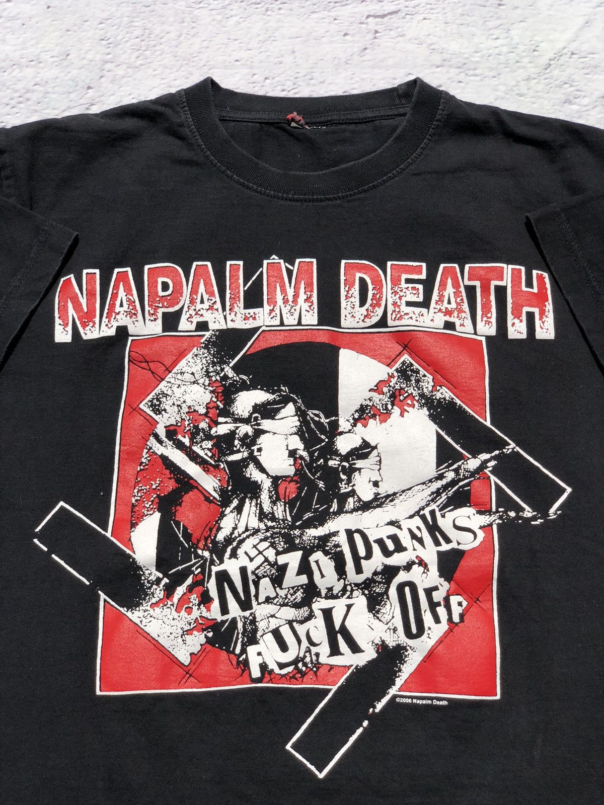 Band Tees Vintage 2006 Napalm Death Nazi Punks Fuck Off Black Tee Size US M / EU 48-50 / 2 - 4 Thumbnail