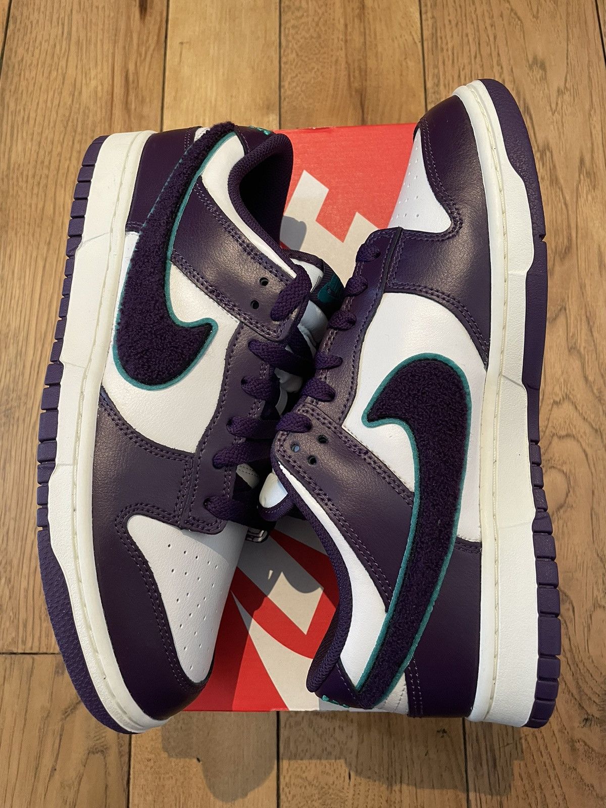 Nike Nike Dunk Low Chenille Swoosh Sail Purple Size US 10 / EU 43 - 1 Thumbnail