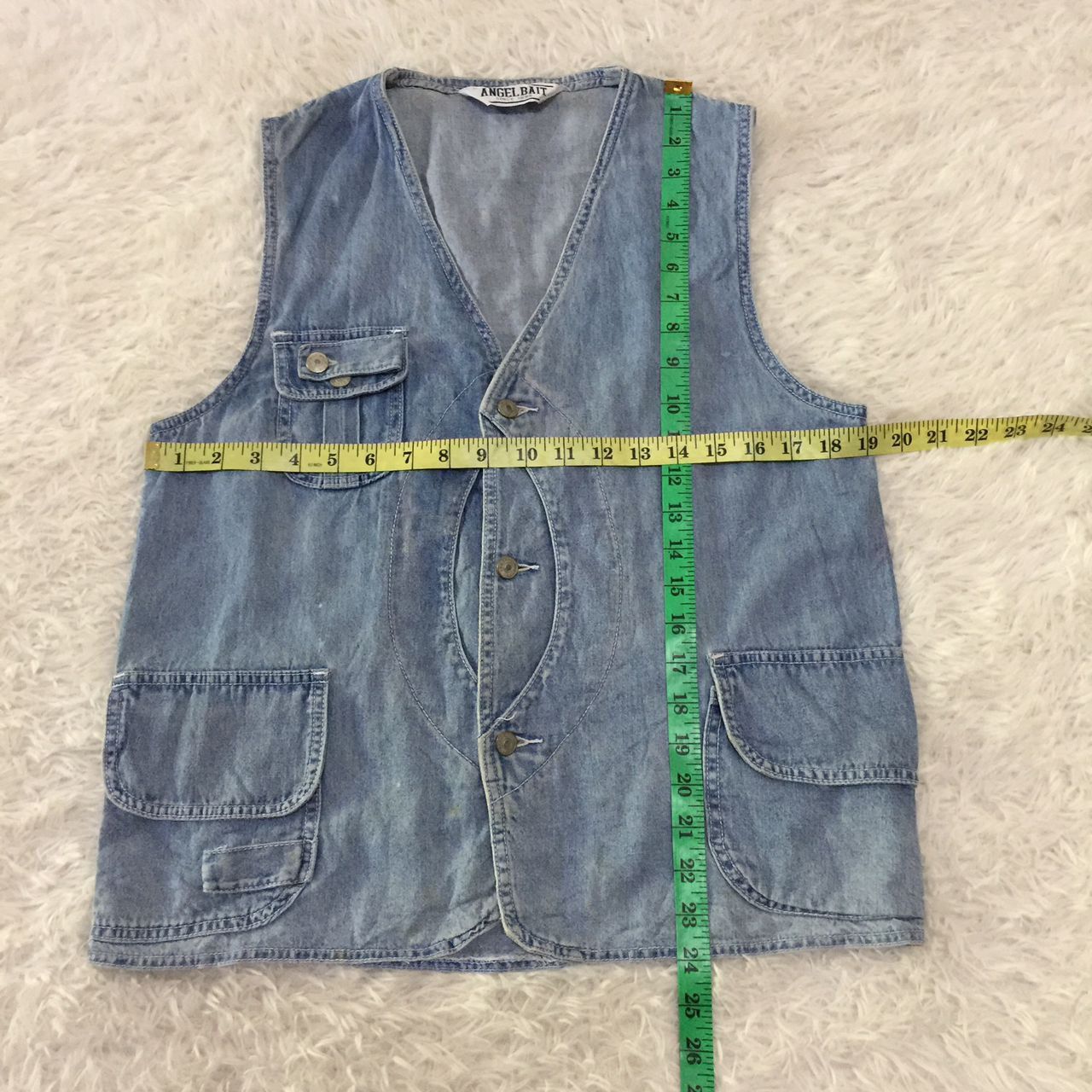 Japanese Brand × Vintage Angel Bait Vest Denim vest more & 2 pockets at back👍🏼 Size US M / EU 48-50 / 2 - 3 Thumbnail