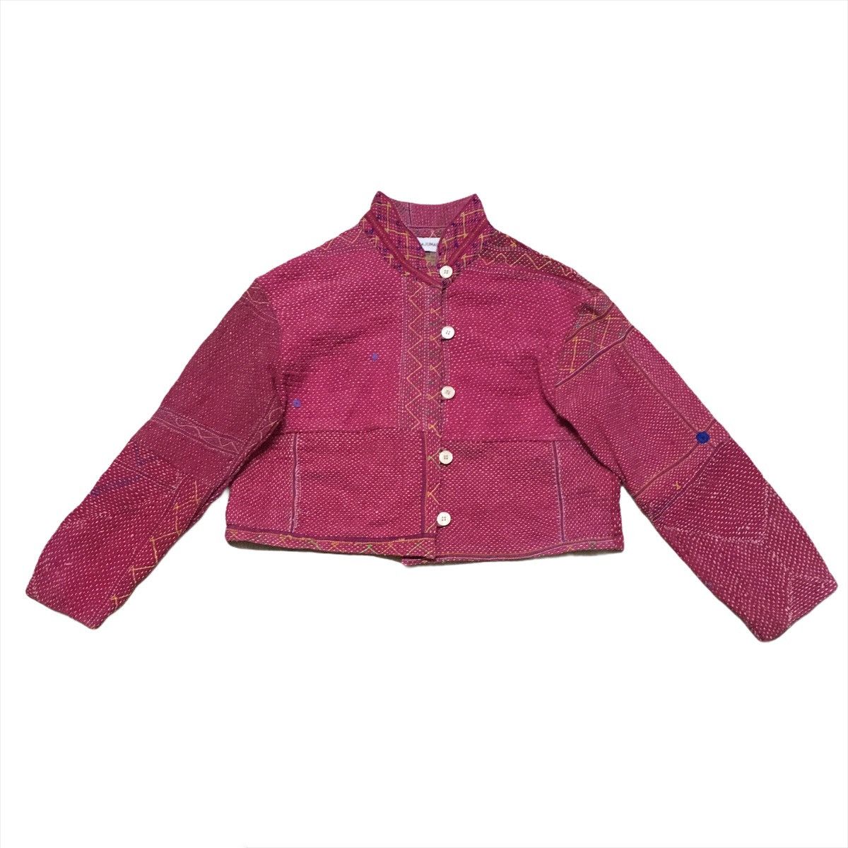 image of Avant Garde x Vintage Gajumaru Jacket With Sashiko And Boro Work in Red, Men's (Size Small)