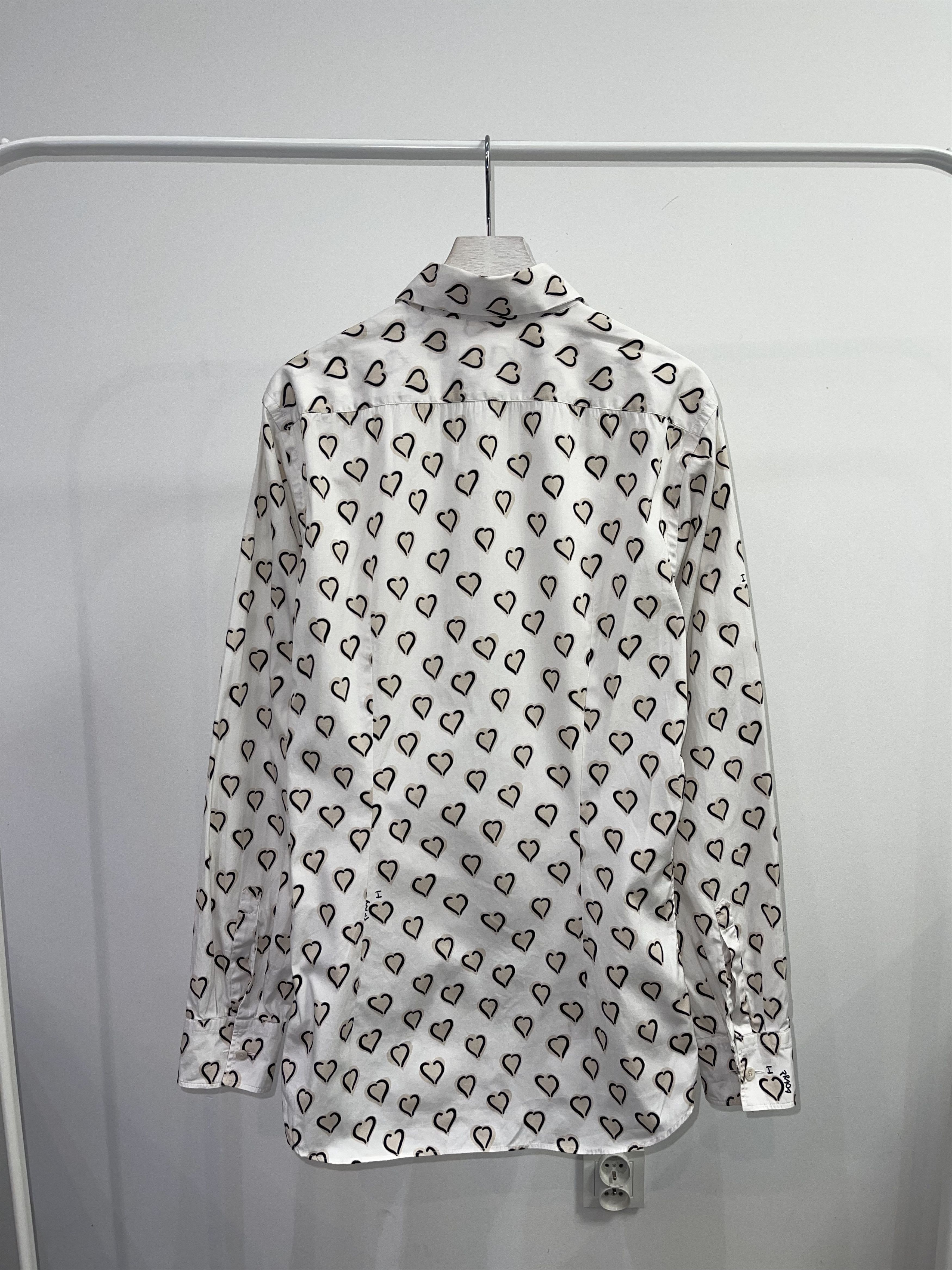 Prada AW06 Archive Prada "I Love Prada" All Over Heart Logo Shirt Size US L / EU 52-54 / 3 - 5 Thumbnail