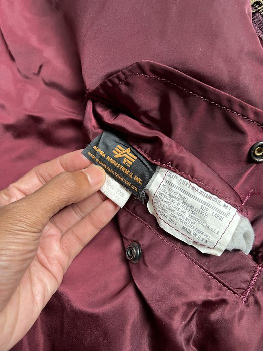 Vintage Alpha Industries MA-1 Burgundy Skinhead Bomber Jacket | Grailed