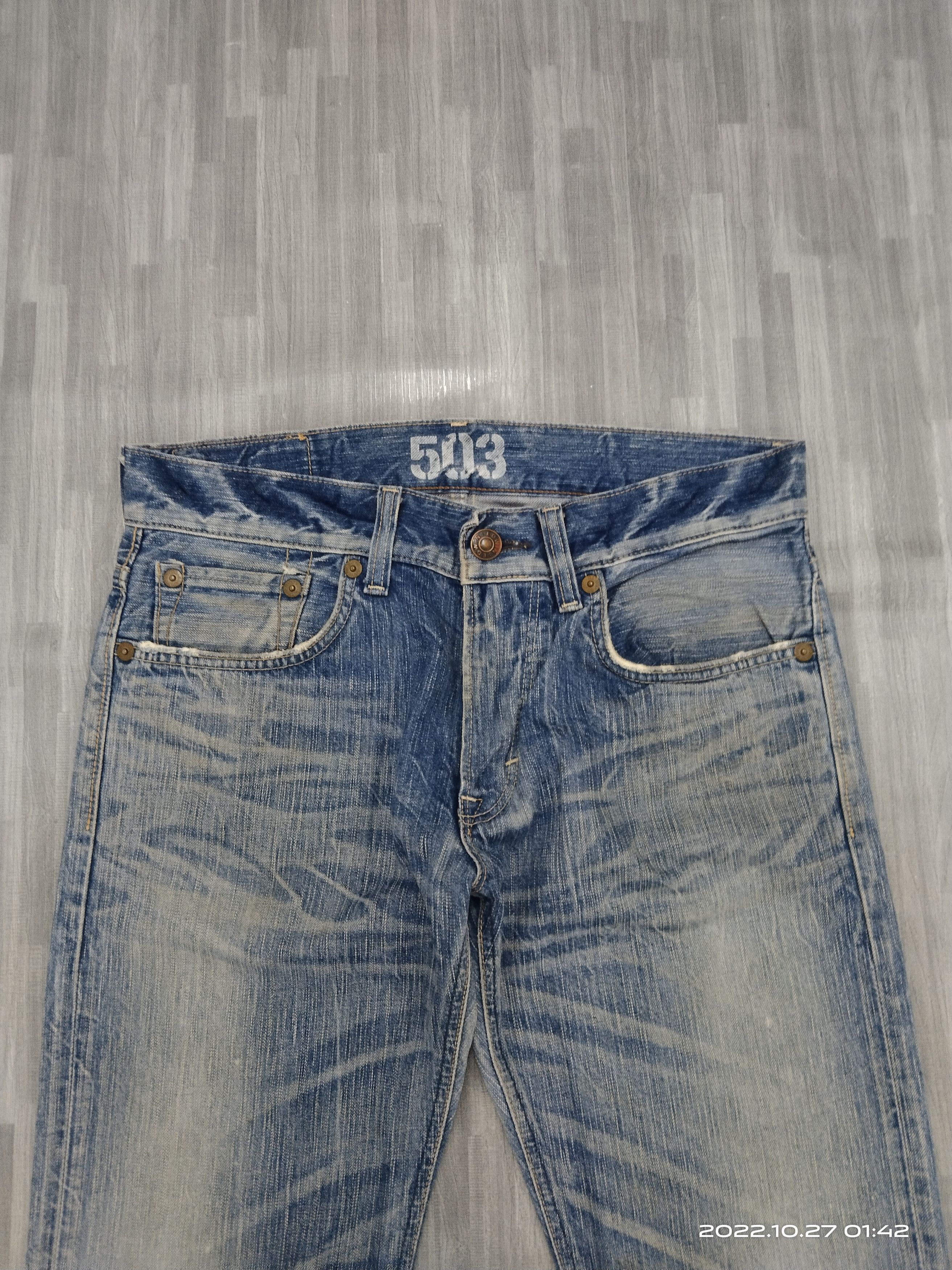Vintage FLARED🔥DISTRESSED BLUE TRIP 503 DENIM PANTS Size US 32 / EU 48 - 4 Thumbnail
