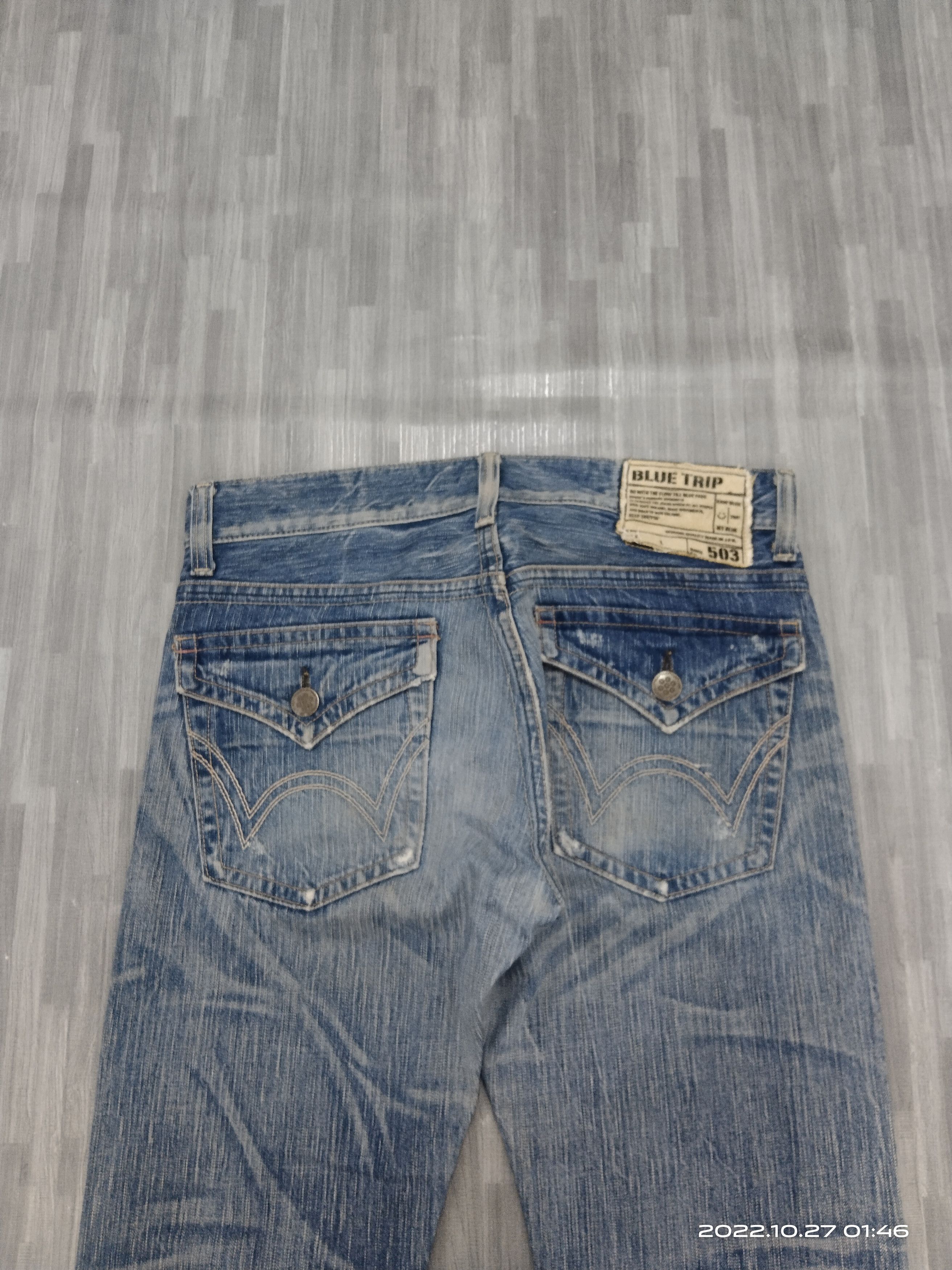 Vintage FLARED🔥DISTRESSED BLUE TRIP 503 DENIM PANTS Size US 32 / EU 48 - 5 Thumbnail