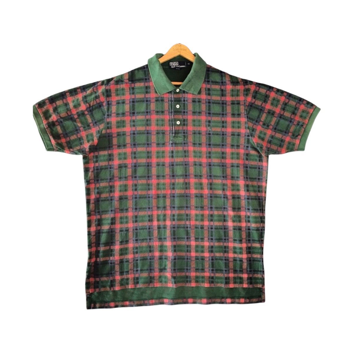 Polo Ralph Lauren × Vintage Vintage Polo Ralph Lauren Tartan Design Polo T Shirt Size US XL / EU 56 / 4 - 1 Thumbnail