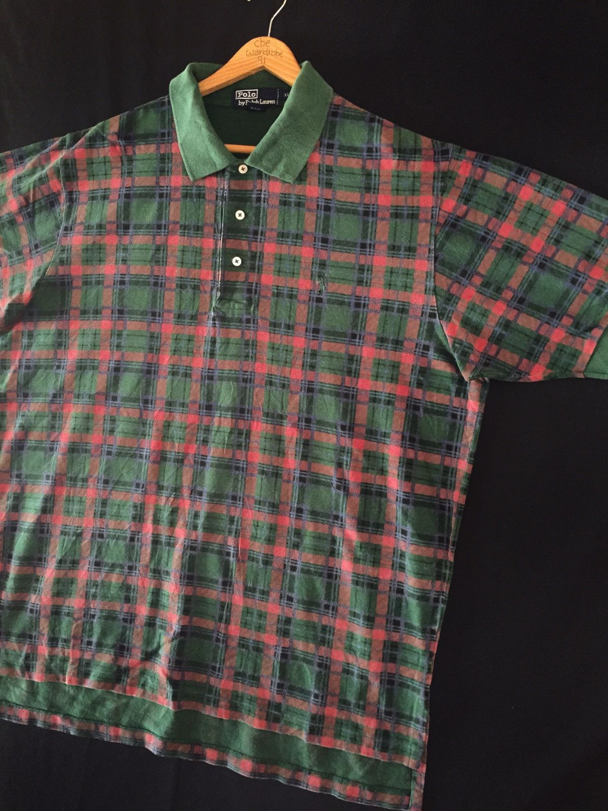 Polo Ralph Lauren × Vintage Vintage Polo Ralph Lauren Tartan Design Polo T Shirt Size US XL / EU 56 / 4 - 4 Thumbnail