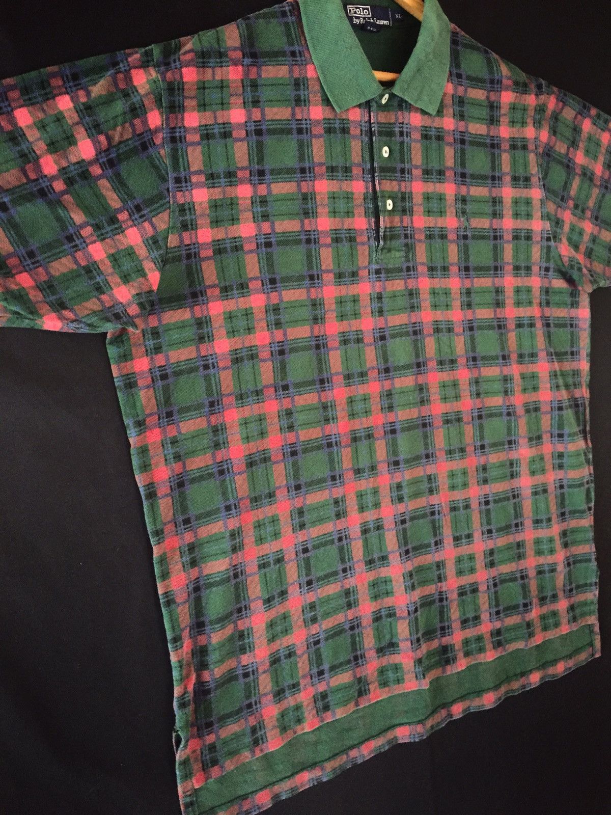 Polo Ralph Lauren × Vintage Vintage Polo Ralph Lauren Tartan Design Polo T Shirt Size US XL / EU 56 / 4 - 3 Thumbnail