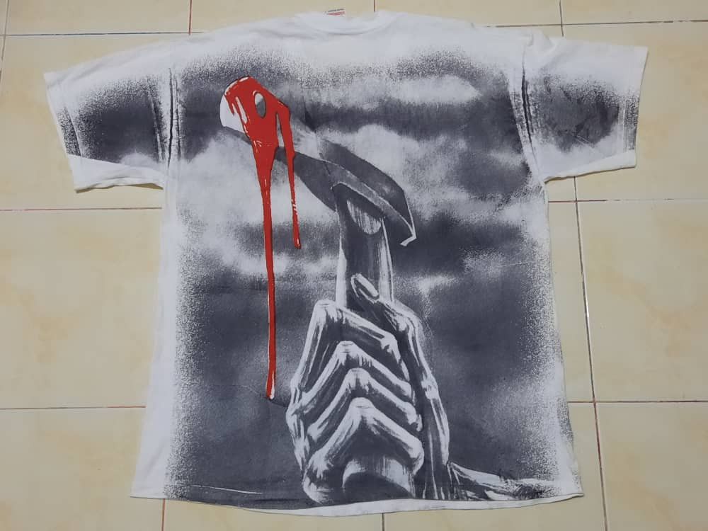 Iron Maiden × Vintage 90s Vintage Iron Maiden Music Rock Band Over Printed Tshirt Size US XL / EU 56 / 4 - 2 Thumbnail