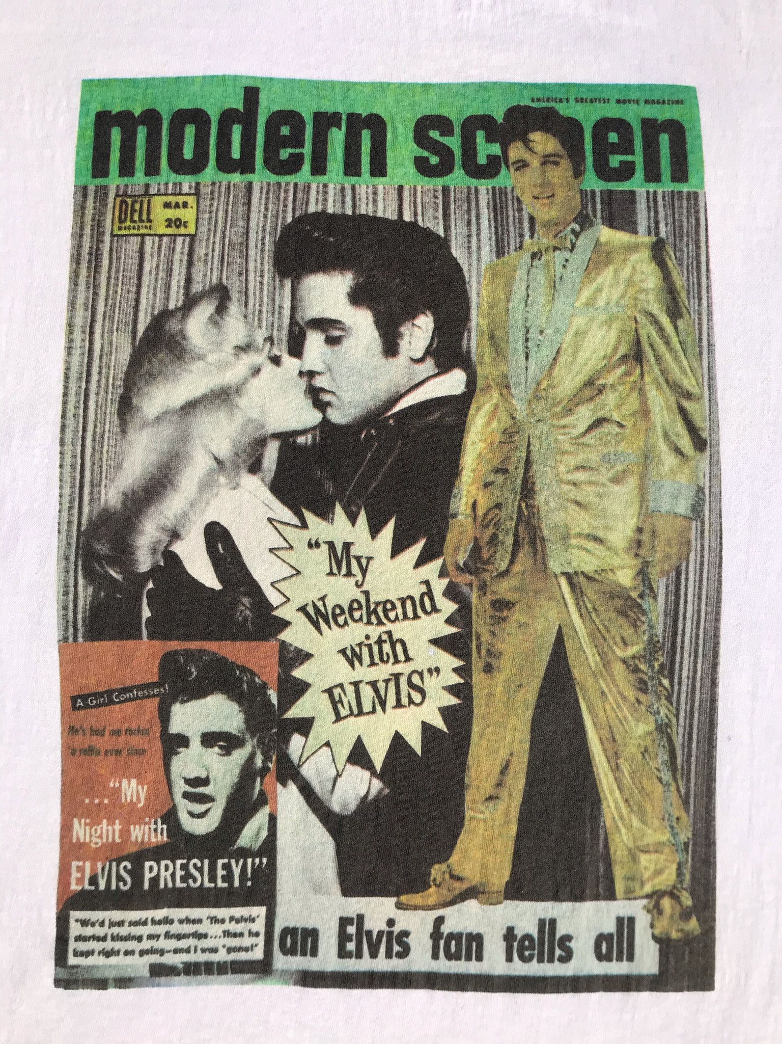 Vintage Vintage 80s Elvis Presley Modern Screen Magazine T Shirt Size US XL / EU 56 / 4 - 2 Thumbnail