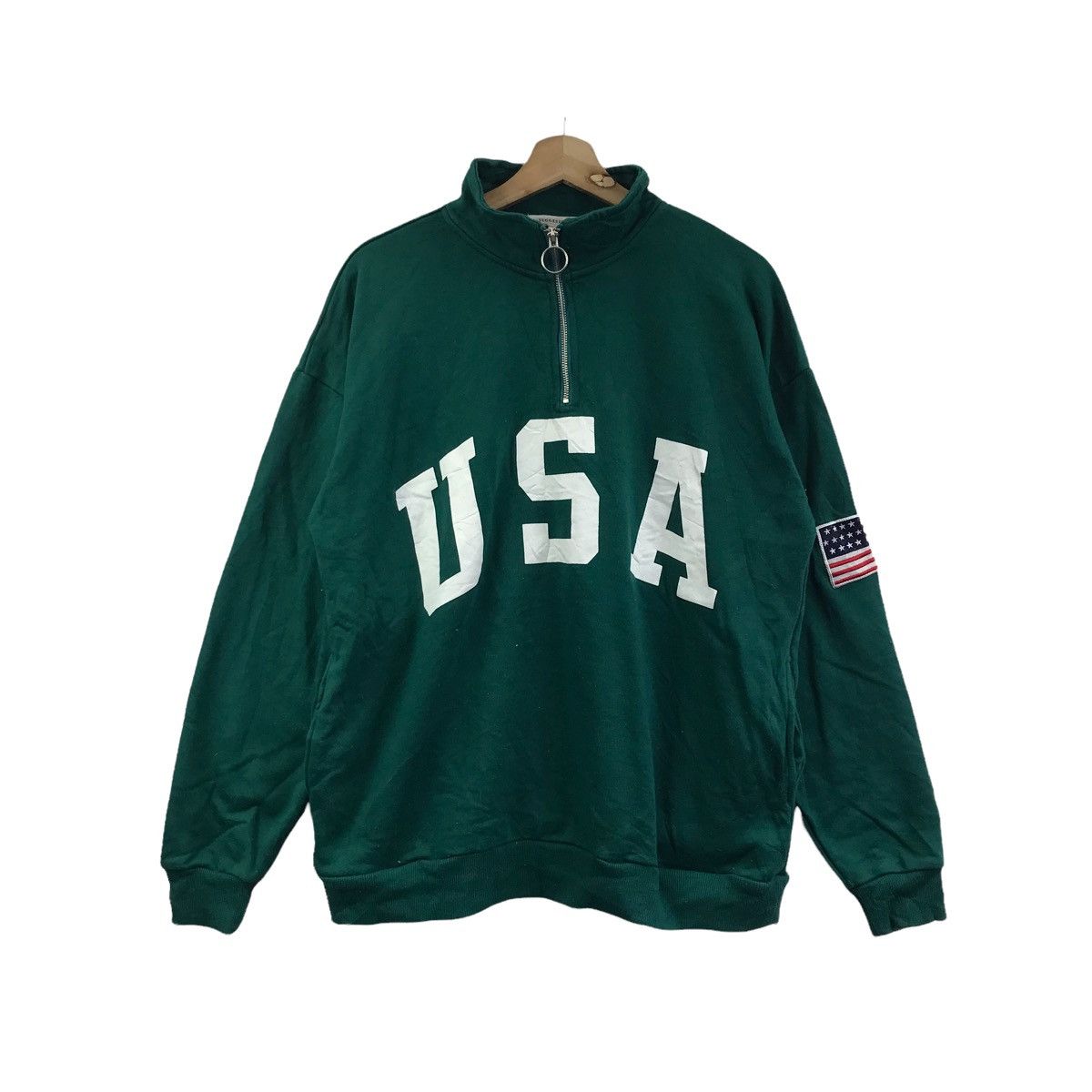 Vintage USA FLAG SUGGESTION Japanese Brand Green Sweatshirt Size US L / EU 52-54 / 3 - 1 Thumbnail