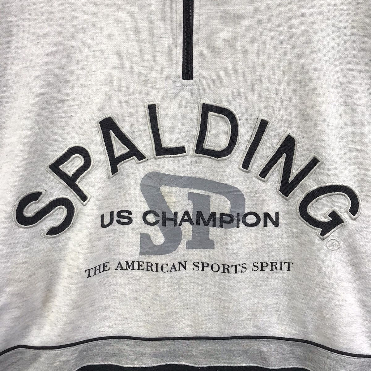 Vintage SPALDING SPORT US Champion Half Zipper White Sweatshirt Size US L / EU 52-54 / 3 - 3 Thumbnail