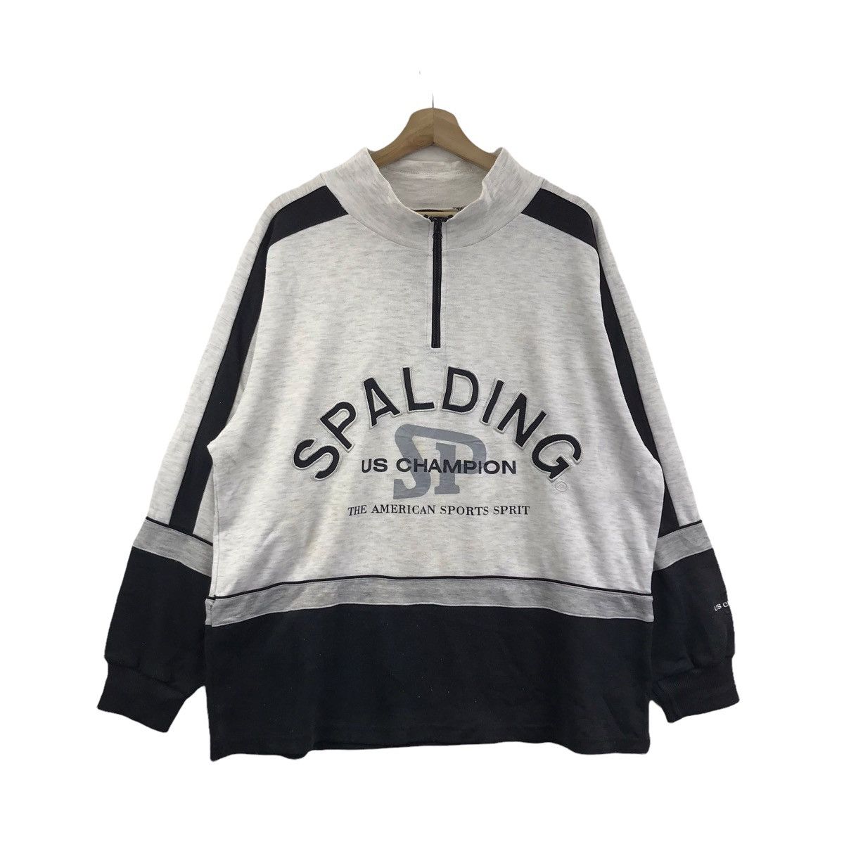 Vintage SPALDING SPORT US Champion Half Zipper White Sweatshirt Size US L / EU 52-54 / 3 - 1 Thumbnail