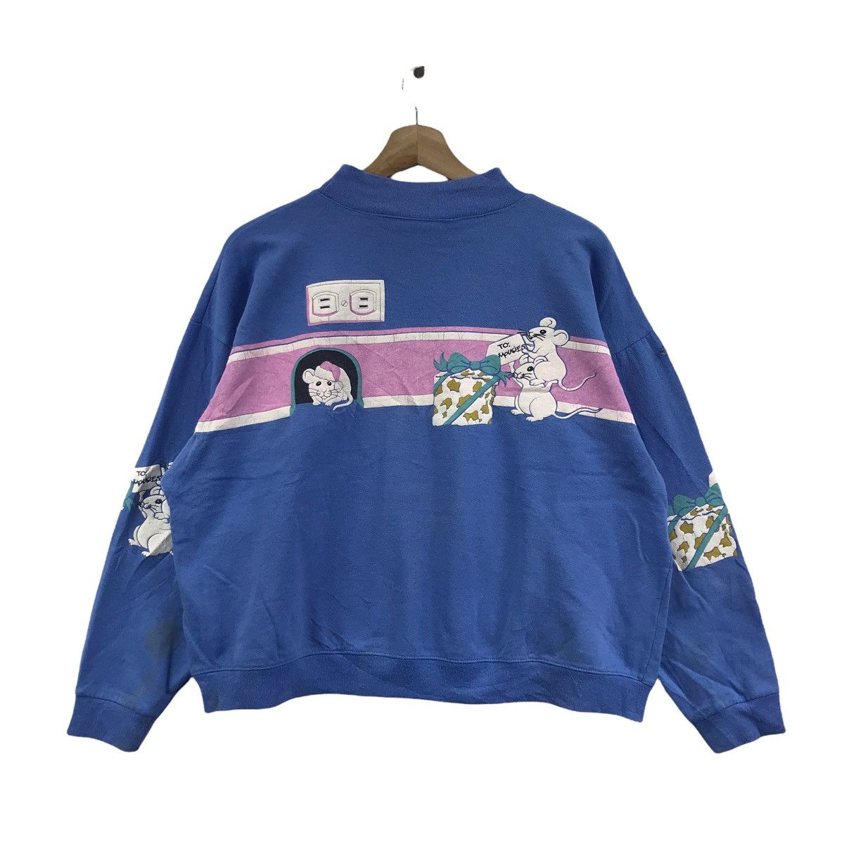 Vintage Vintage SPUMONI By FRANKO Cat and Mouse Blue Sweatshirt Size US M / EU 48-50 / 2 - 8 Thumbnail