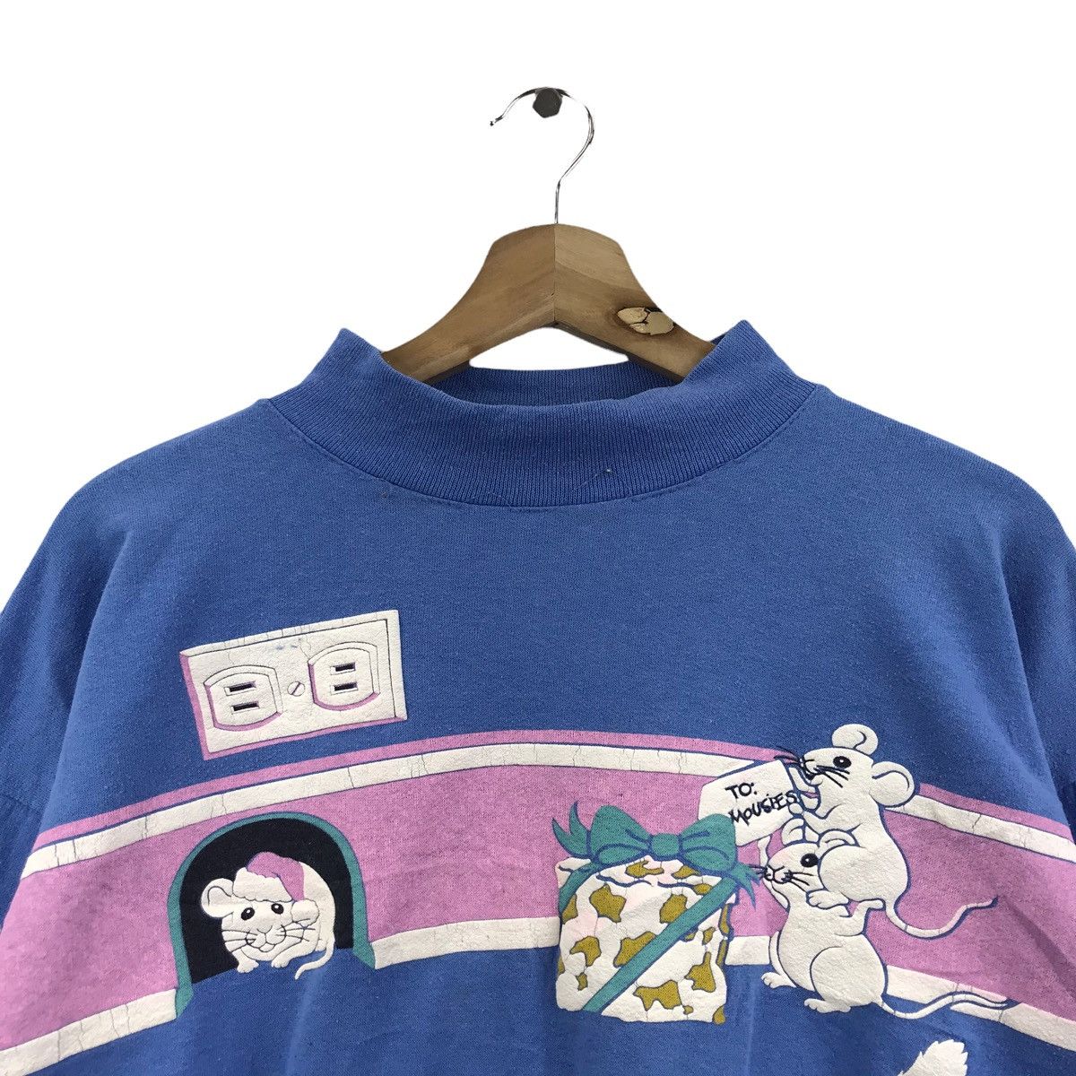 Vintage Vintage SPUMONI By FRANKO Cat and Mouse Blue Sweatshirt