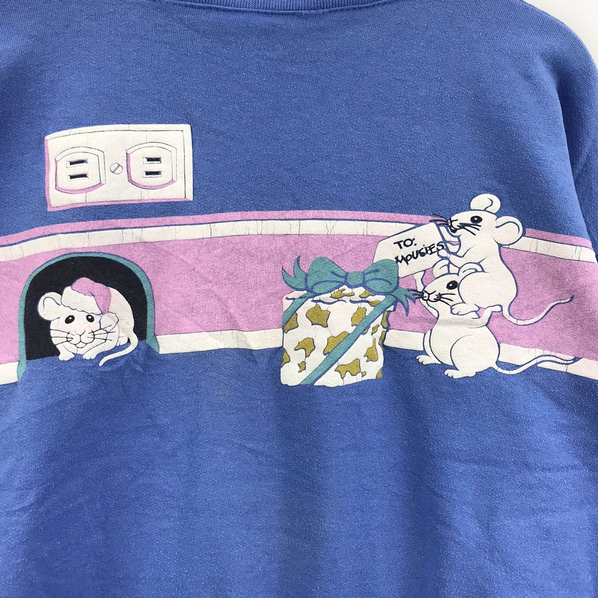 ま*☆様 SPUMONI BY FRANKO くまさんスウェット USA製 80 Vintage Vintage SPUMONI By FRANKO Cat and Mouse Blue Sweatshirt