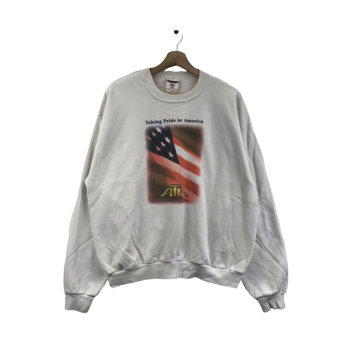 Jerzees Vintage ATA TAKING PRIDE In America White Sweatshirt Size US L / EU 52-54 / 3 - 1 Thumbnail