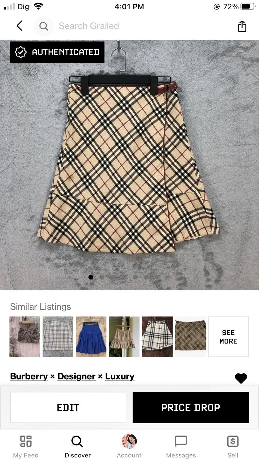 Burberry BURBERRY LONDON BLUE LABEL NOVA CHECK MINI SKIRTS #5665-201 Size 28" / US 6 / IT 42 - 12 Thumbnail