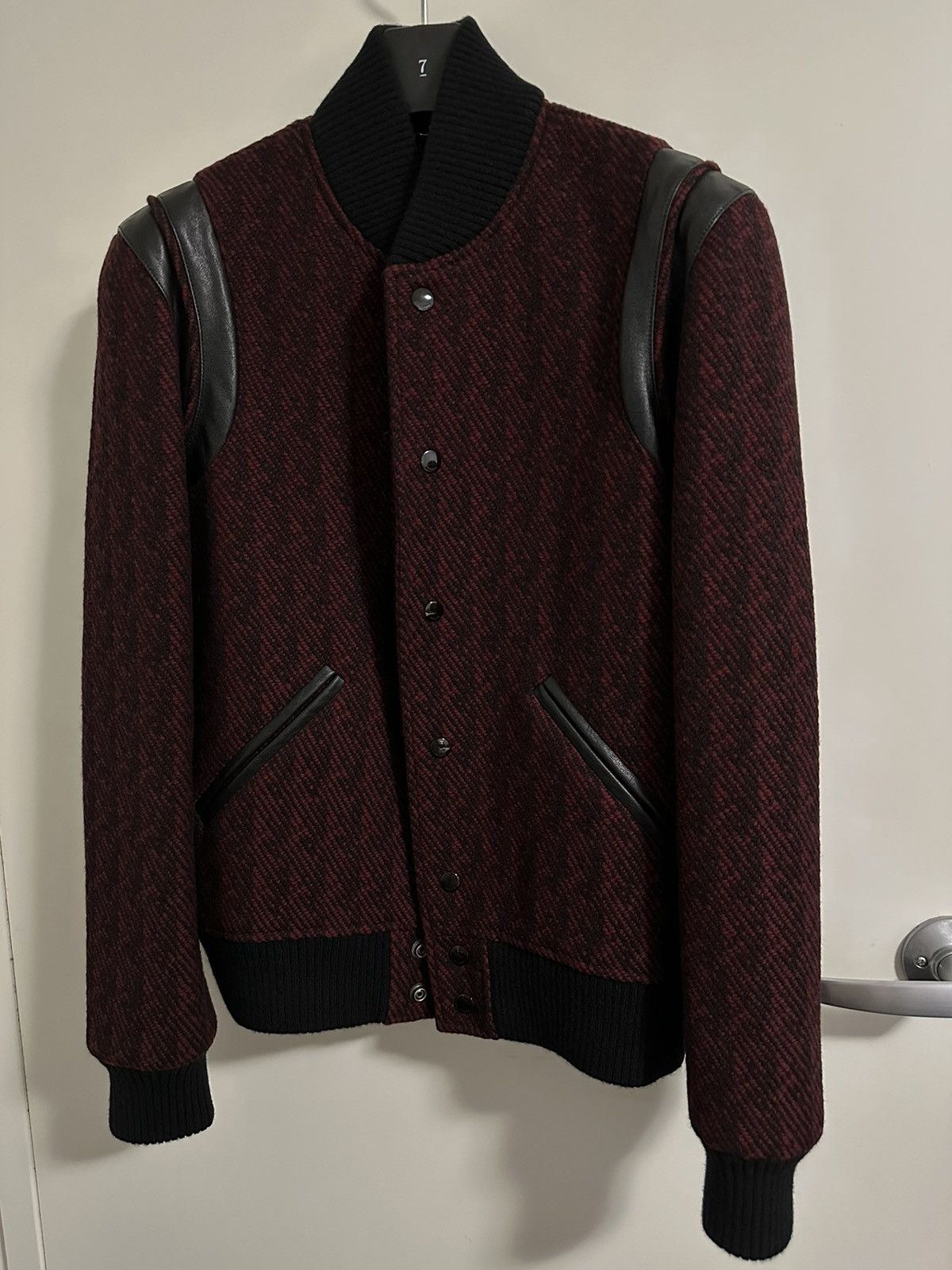 image of Saint Laurent Paris Red & Black Teddy Jacket, Men's (Size XS)