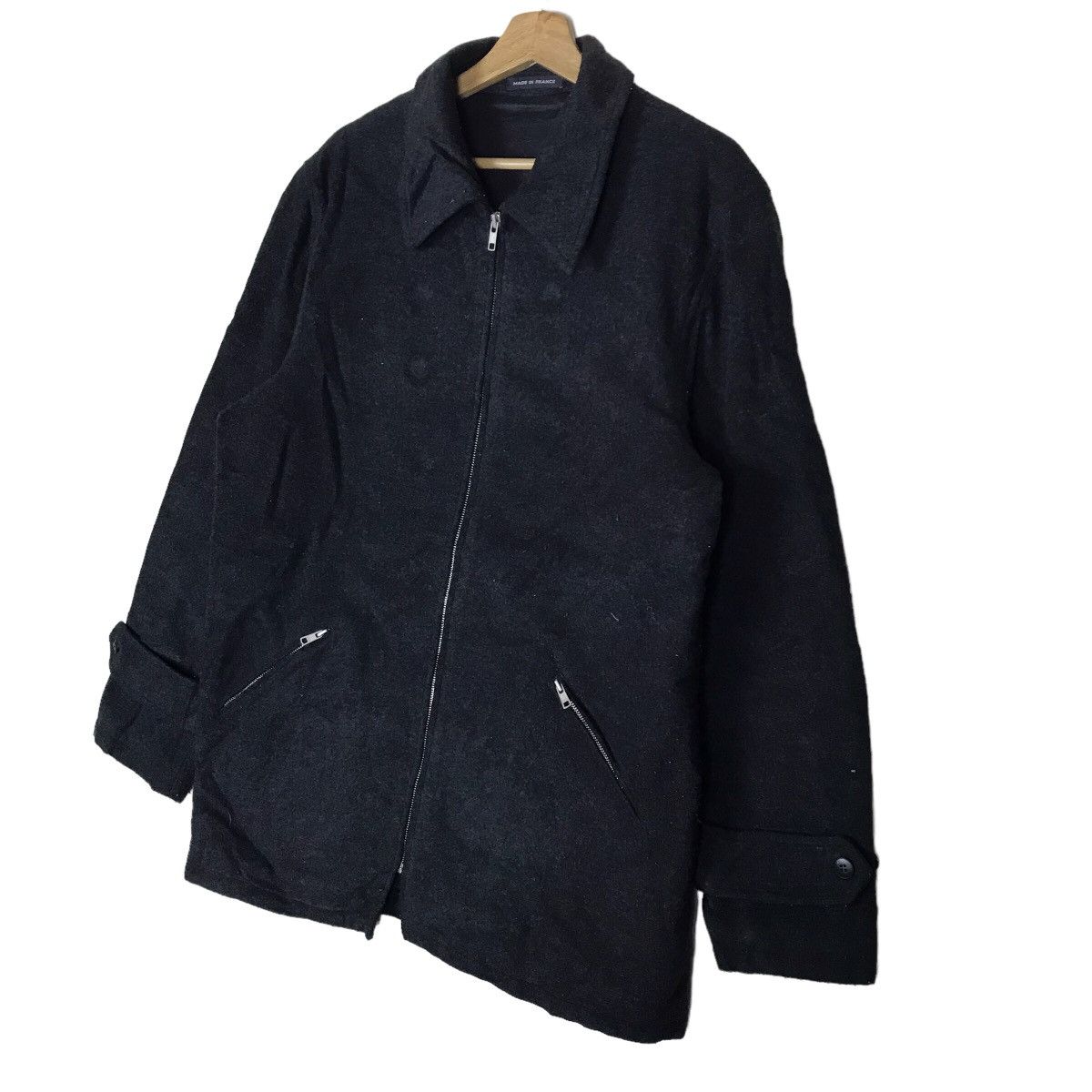 Vintage Agnes B. Homme Paris Zip Up Trench Coat Wool Jacket