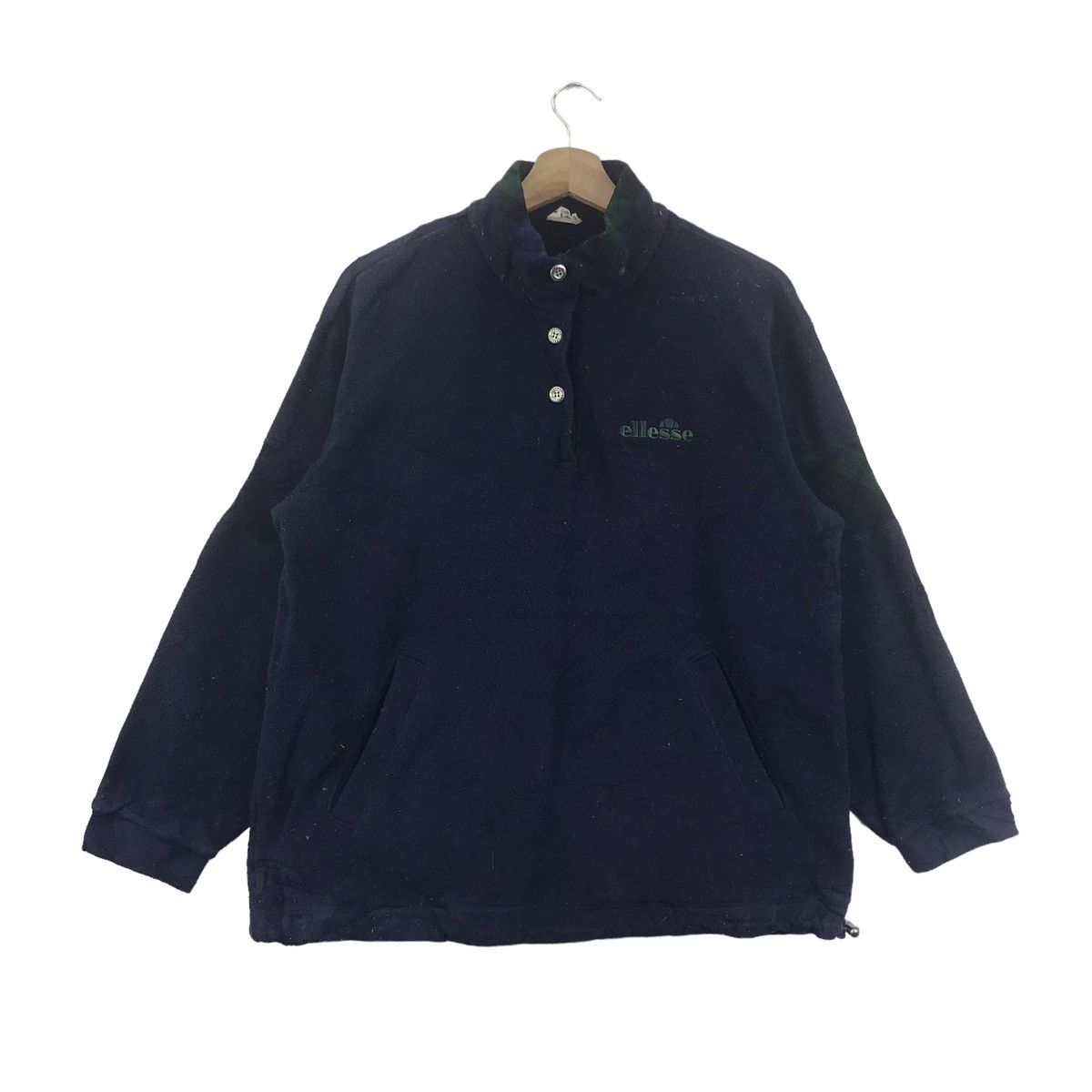 Vintage ELLESSE Embroidered Logo Button Up Fleece Sweatshirt