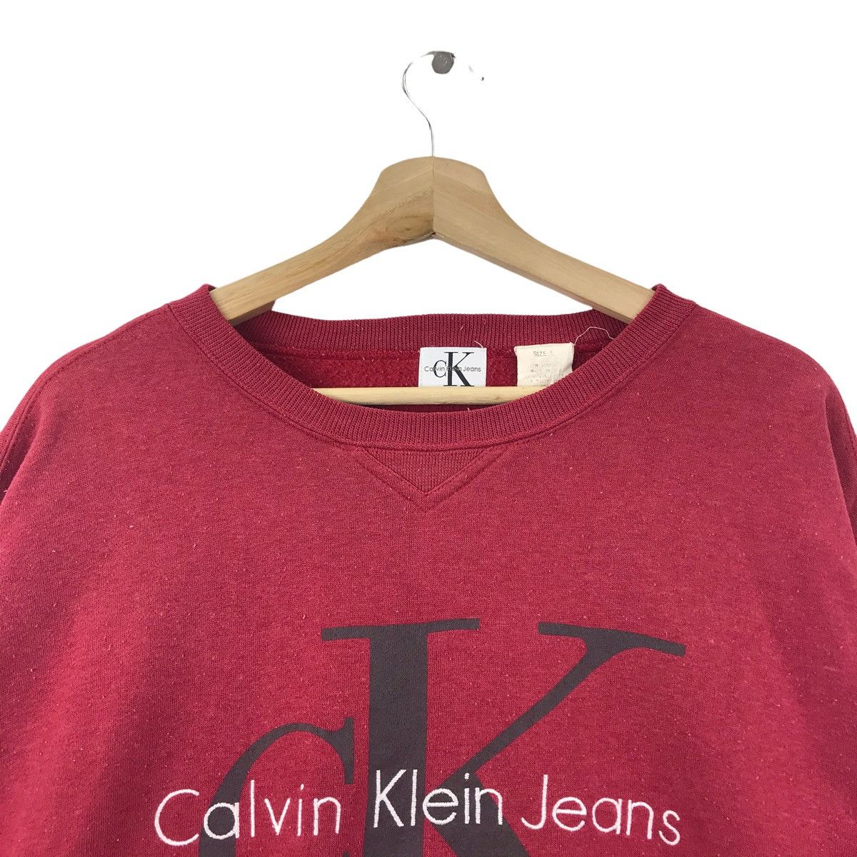 Calvin Klein Vintage 90s CALVIN KLEIN CK Jeans Big Print Red Sweatshirt Size US L / EU 52-54 / 3 - 2 Thumbnail