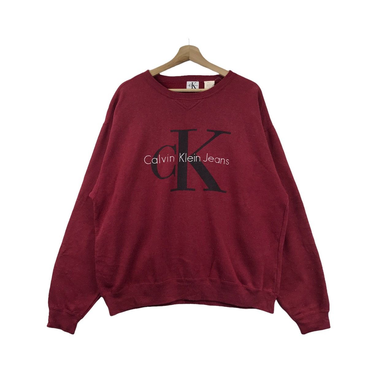 Calvin Klein Vintage 90s CALVIN KLEIN CK Jeans Big Print Red Sweatshirt Size US L / EU 52-54 / 3 - 1 Thumbnail