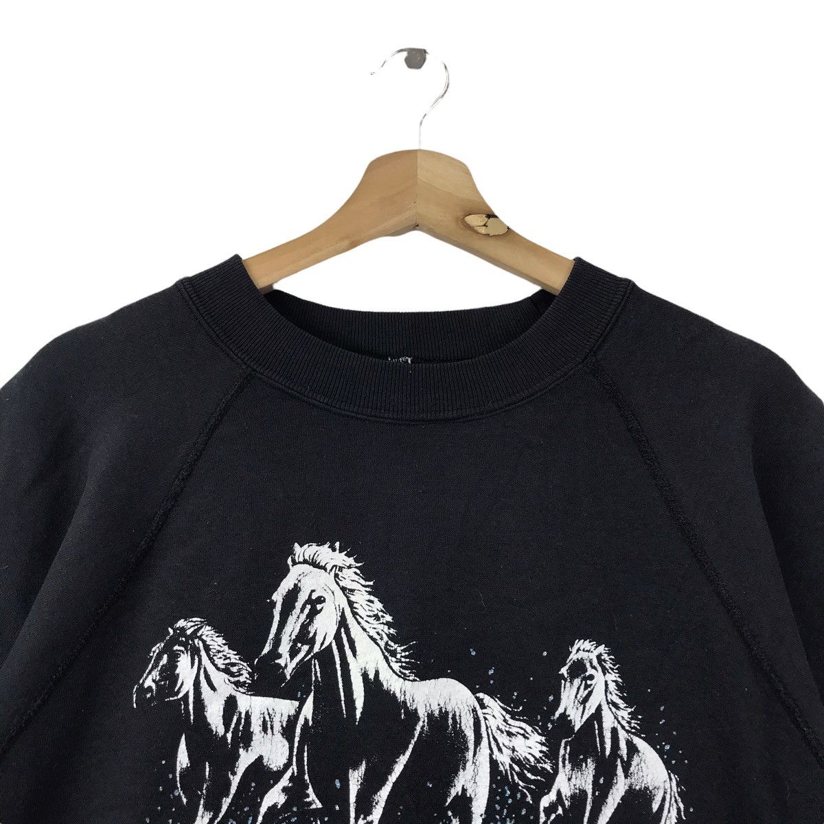 Vintage Vintage 90s HABITAT ANIMAL Horses Black T shirt Sweatshirt Size US XL / EU 56 / 4 - 2 Thumbnail