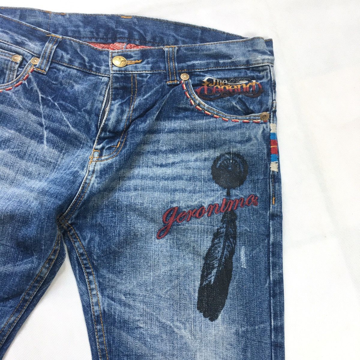 Japanese Brand × Native Geronimo Apache Navajo American Native Patchwork Jeans Size US 32 / EU 48 - 8 Thumbnail