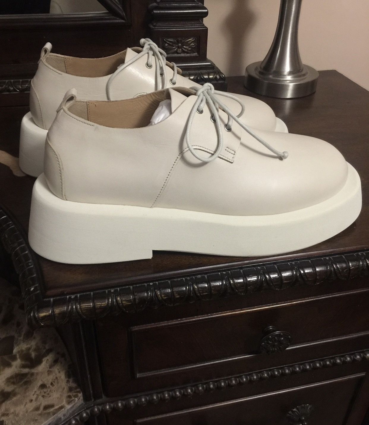 image of Grail Marsell Chunky Derby Shoes in Cream, Men's (Size 8)