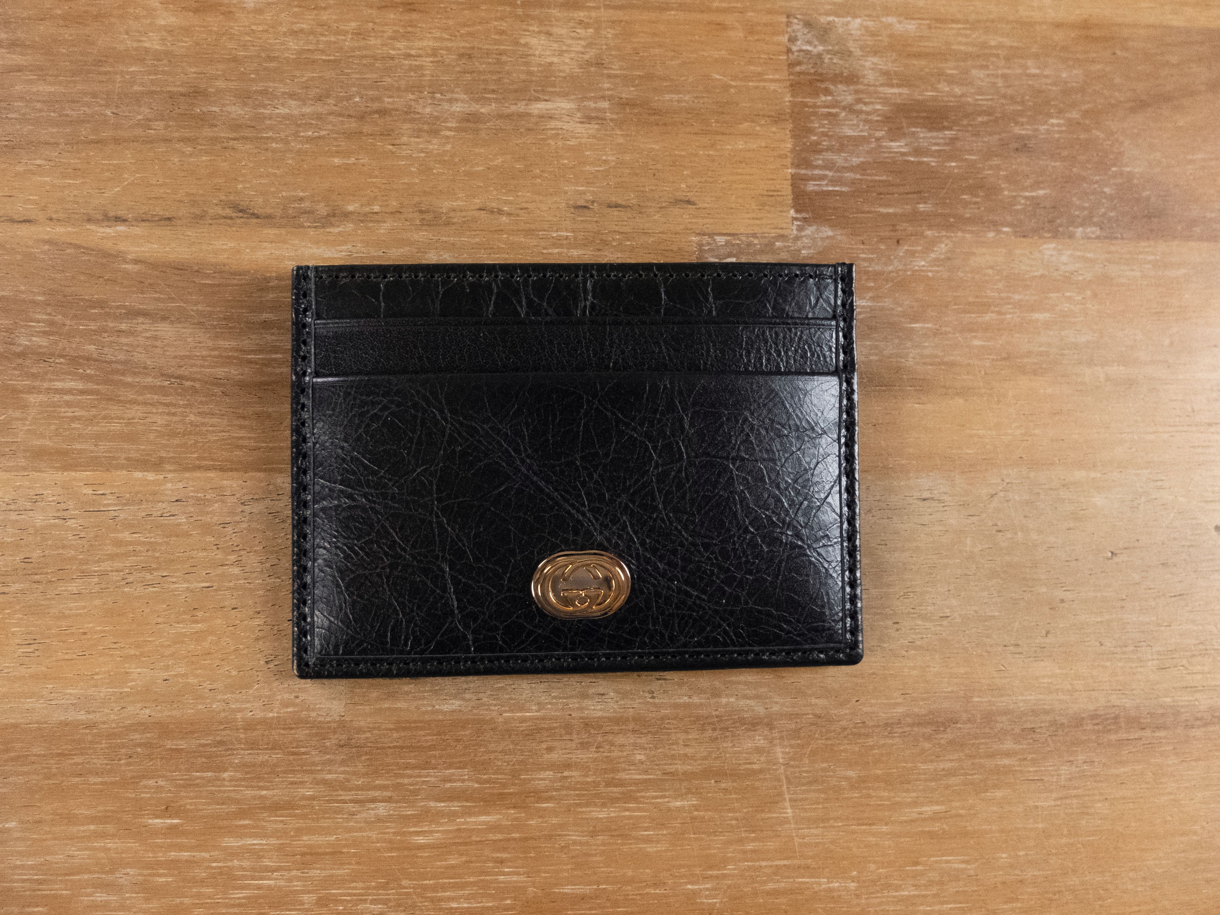 Gucci GUCCI vintage effect black GG leather card holder authentic Size ONE SIZE - 1 Thumbnail